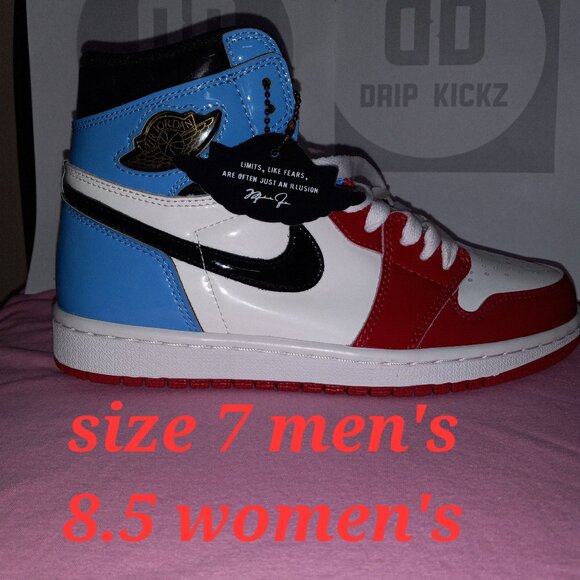 Red, White & Blue Patent Leather Jordan 1s - Picture 1 of 1